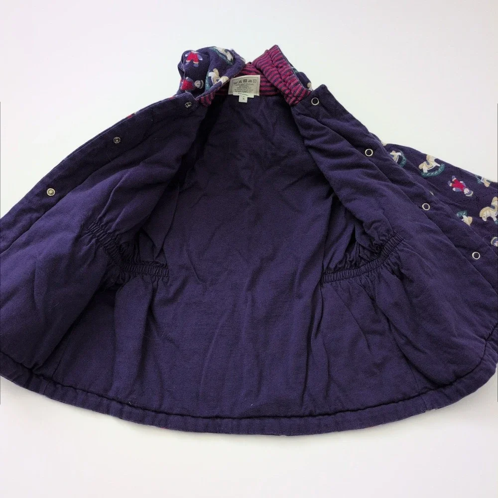 Vintage Laura Ashley Child Quilted Jacket Purple‎ Rocking Horse Girls Hood 2-2.5